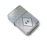 Personalised Engraved Polished Steel Lighter, with Art Deco Pattern, Add Your recipients Initials, Comes with Soft Lined Metal Tin Gift Box for Presentation.