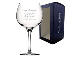 Personalised Engraved Primeur 24oz Gin Balloon Cocktail Glass, Personalise with Any Message for Any Occasion, Stylize with a Variety of Fonts, Gift Box Included, Laser Engraved
