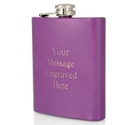 Personalised Engraved Purple 7oz Hip Flask. Supplied with Charles Hendon Gift Pouch.