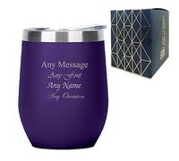 Personalised Engraved Purple Insulated Travel Cup, Personalise with Any Message for Any Occasion, Stylize with a Variety of Fonts, Gift Box Included, Laser Engraved