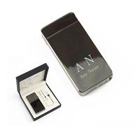 Personalised Engraved Reflective Black Electric Lighter, Arc Lighter, Comes with Presentation Box, USB Rechargeable, Initials Design, Gift for Him, Engraved in The UK