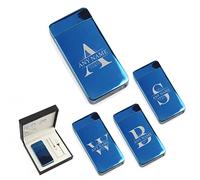 Personalised Engraved Reflective Blue Electric Lighter, Arc Lighter, Comes with Presentation Box, USB Rechargeable, Any Letter Design, Gift for Him, Engraved in The UK