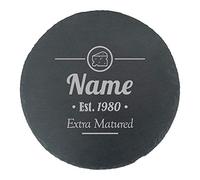 Personalised Engraved Round Slate Cheeseboard with Extra Matured Design, Personalise with Any Name and Year, Perfect for Any Cheese Lover for Any Occasion