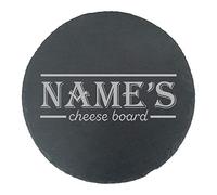 Personalised Engraved Round Slate Cheeseboard with Name's Cheeseboard with Border Design, Personalise with Any Name, Perfect for Any Cheese Lover for Any Occasion