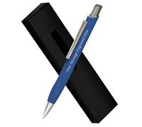 Personalised Engraved Rubberised Surface Pen in a Box, Personalised Gifts For Anniversary Or Any Gift Idea, Gifts For Men and Women Blue Plus Black Ink Refill - Enter Your Custom Text (Blue)