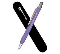 Personalised Engraved Rubberised Surface Pen in a Velvet Pouch, Personalised Gifts For Anniversary, Gift Idea, Gifts For Men and Women Blue Plus Black Ink Refill - Enter Your Custom Text (Purple)
