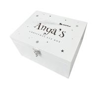 Personalised Engraved Santa Sleigh Christmas Eve Box | Custom Name & Message | White Wooden Keepsake for Children, Families & Adults | 30cm x 23cm x 18cm