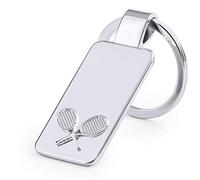 Personalised Engraved Satin Chrome Design Keyring/Keychain - Sports Theme - Enter Your Custom Text (Tennis)