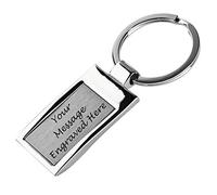 Personalised Engraved Satin Chrome Wave Design Keyring/Keychain in Gift Box - Enter Your Custom Text