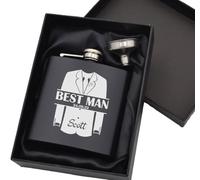 Personalised Engraved Shirt & Jacket Hip Flask - Wedding Gift for Groomsmen, Best Man, 6oz Stainless Steel