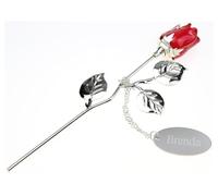 Personalised Engraved Silver Plated Red Rose - 18cm