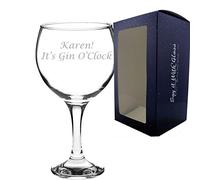 Personalised Engraved Spanish Balloon Gin O'Clock Glass Large Gift Box Birthday Christmas Wedding