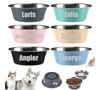 Personalised Engraved Stainless Steel Dog Bowl - Custom Name Pet Food & Water Bowl, Anti-Slip Seamless Feeder, Easy to Clean Durable Pet Feeding Bowl for Dogs & Cats, 3 Sizes (M)