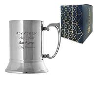 Personalised Engraved Stainless Steel Tankard, Gift Box Included, Personalise with Any Message, Different Fonts Available to Choose from, Laser Engraved