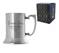 Personalised Engraved Stainless Steel Tankard with Thank You for Everything Design, Personalise with Any Message, Gift Box Included, Laser Engraved, Thank You Gratitude Retirement Teacher Gift