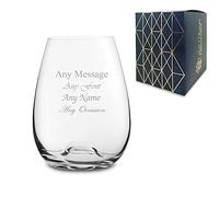 Personalised Engraved Stemless Wine Solutions Bordeaux Glass 15oz, Gift Boxed, Birthday Christmas Wedding Gift