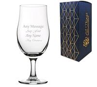 Personalised Engraved Stemmed Pint Glass, Personalise with Any Message for Any Occasion, Stylize with a Variety of Fonts, Gift Box Included, Laser Engraved