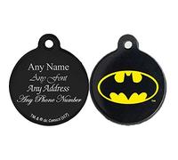 Personalised Engraved Superhero Pet Tag, Measures to 25mm, Batman, Perfect for Any Pet