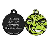 Personalised Engraved Superhero Pet Tag, Measures to 38mm, Hulk, Perfect for Any Pet