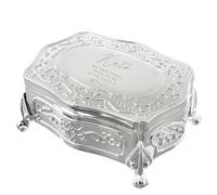 Personalised Engraved Swirls & Hearts Antique Style Small Silver Plated Jewellery Trinket Box Gift Idea for Her