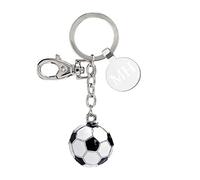 Personalised Engraved Tag with Name or Initials Chrome Metal Football Keyring Presented in an Organza Bag