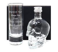 Personalised Engraved Tall Shot Glass & Miniature Alcohol (Crystal Head Vodka)