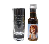 Personalised Engraved Tall Shot Glass & Photo Design Miniature Bottle of Alcohol Gift Set For 18th Birthday & 21st Birthday For Son & Daughter. (Spiced Rum/No Gift Box) 35% vol