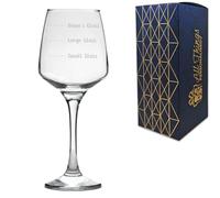 Personalised Engraved Tallo Wine Glass with Name's Glass Handwritten Measurements Design, Customise with Any Name for Any Occasion, Laser Engraved, Gift Box Included, Novelty Birthday Retirement Gift