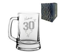 Personalised Engraved Tankard Beer Mug Stein Happy 30th Birthday Balloon Design Gift Boxed, 16.75oz/495ml Classic Beer Glass, Any Name, Engraved in The UK