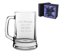 Personalised Engraved Tankard Beer Mug Stein with Premium Satin Lined Gift Box, Personalise with Any Message