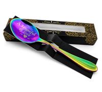 Personalised Engraved Teaspoon - Coffee & Tea Spoon Gift with Gift Box - “A Spoonful of Love” Design - Laser Engraved Stainless Steel Spoon - Available in Rose Gold, Rainbow & Purple (Rainbow Spoon)
