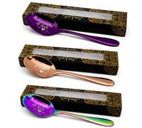 Personalised Engraved Teaspoon - Coffee & Tea Spoon Gift with Gift Box - “A Spoonful of Love” Design - Laser Engraved Stainless Steel Spoon - Available in Rose Gold, Rainbow & Purple (3 Colour Set)