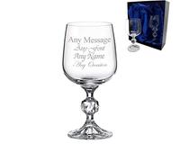 Personalised Engraved Twin 190ml Crystal Wine Pack with Satin Gift Box, Personalise with Any Name and Message for Any Occasion