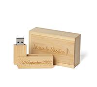 Personalised Engraved USB Flash Drive, Personalised Gift Engraved Solid Wooden USB Flash Drive for Wedding, Graduation, Birthday, Father's day, Mother's day (4G, Bamboo)