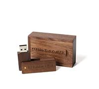 Personalised Engraved USB Flash Drive, Personalised Gift Engraved Solid Wooden USB Flash Drive for Wedding, Graduation, Birthday, Father's day, Mother's day (64G, Walnut)