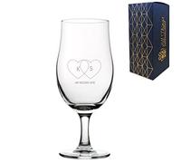Personalised Engraved Valentines Day Draft Stemmed Beer Glass, 20oz/590ml Tulip, Thoughtful Customised Gift, Laser Engraved in The UK, Dishwasher Safe Clear Glass, Dishwasher Safe