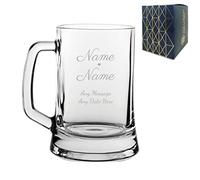 Personalised Engraved Wedding Beer Mug Stein 16.75oz/495ml Tankard, Thoughtful Customised Gift, Laser Engraved in The UK, Dishwasher Safe Clear Glass, Dishwasher Safe