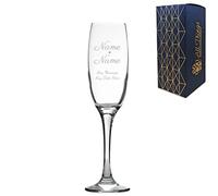 Personalised Engraved Wedding Champagne Flute, 7.4oz/218ml Glass, Thoughtful Customised Gift, Laser Engraved in The UK, Dishwasher Safe Clear Glass, Dishwasher Safe
