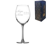 Personalised Engraved Wedding Enoteca Red Wine Glass, 19oz/560ml Wine, Thoughtful Customised Gift, Laser Engraved in The UK, Dishwasher Safe Clear Glass, Dishwasher Safe