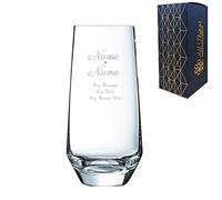 Personalised Engraved Wedding Lima Hiball, 15.2oz/450ml Cocktail Glass, Thoughtful Customised Gift, Laser Engraved in The UK, Dishwasher Safe Clear Glass, Dishwasher Safe