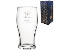 Personalised Engraved Wedding Pint Beer Glass, 20oz/590ml Tulip, Thoughtful Customised Gift, Laser Engraved in The UK, Dishwasher Safe Clear Glass, Dishwasher Safe