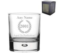 Personalised Engraved Whiskey Glass Aged to Perfection Year 2001 with Gift Box