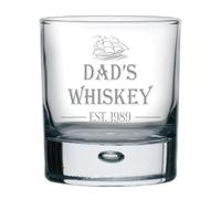 Personalised Engraved Whiskey Glass Ship Sailor Design with Personalised Name and Year of Est. Design