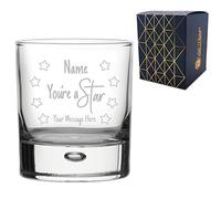 Personalised Engraved Whisky Glass Tumbler with You're A Star Design, Personalise with Any Message, Gift Box Included, Laser Engraved, Thank You Gratitude Retirement Teacher Gift