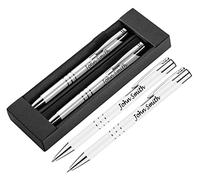 Personalised Engraved White Pen & Pencil Set Gift Boxed Personalised Gifts For Anniversary, Gift Idea, Gifts For Men and Women - Enter Your Custom Text