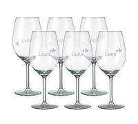 Personalised Engraved White Wine Glass - Set of 6 Personalised White Wine Glasses Engraved with The Name or Text of Your Choice, Various Designs & Fonts Available, Laser Engraving, Dishwasher Safe