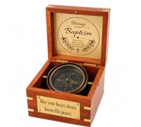 Personalised Engraved Wooden Compass Gift Box with Vintage Brass Compass, Custom Laser Engraved Keepsake, Anniversary, Wedding, Birthday, Retirement, for Men & Women