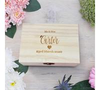 Personalised Engraved Wooden Keepsake Box - Mini Wedding Rings Trinket Gift Box Heart Design Chest 14cm Engagement Valentine's Day Decorations