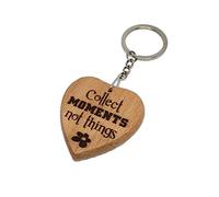 Personalised Engraved Wooden Keyring Keychain Gift COLLECT MOMENTS NOT THINGS