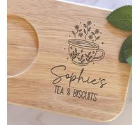 Personalised Engraved Wooden Tea and Biscuit Board | Serving Board | Valentine’s | Birthday | Housewarming | Coffee and Cake | Mothers Day